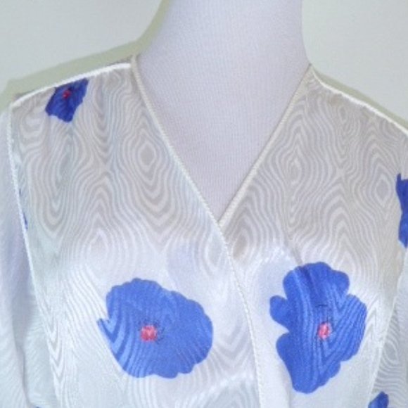 Givenchy NEIMAN MARCUS peignoir robe night gown blue floral slky set S M vintage - Picture 9 of 13